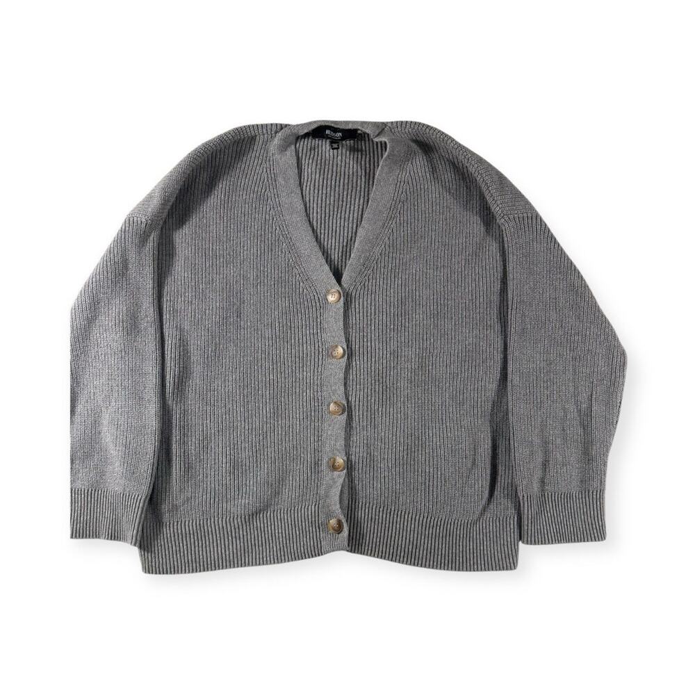 Hudson Men's‎ Gray Ribbed Knit Button Cardigan Sweater V-Neck XXL